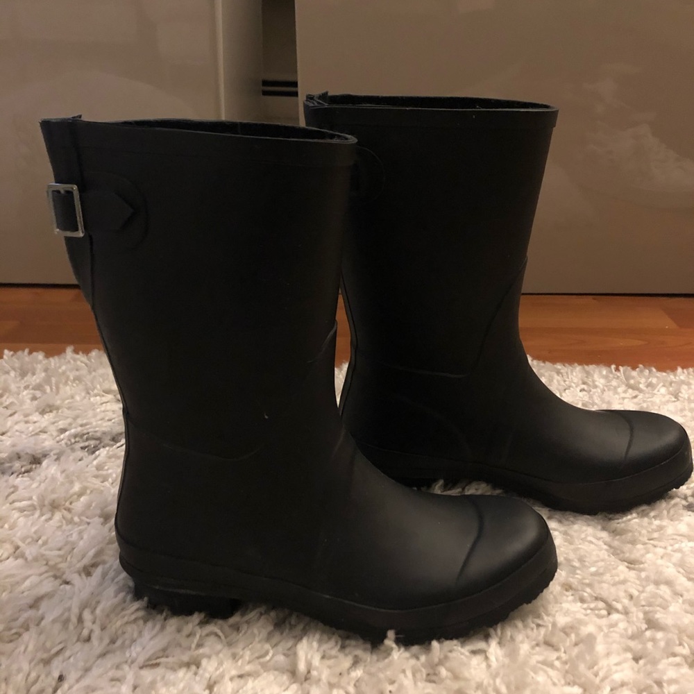 Black rain boots